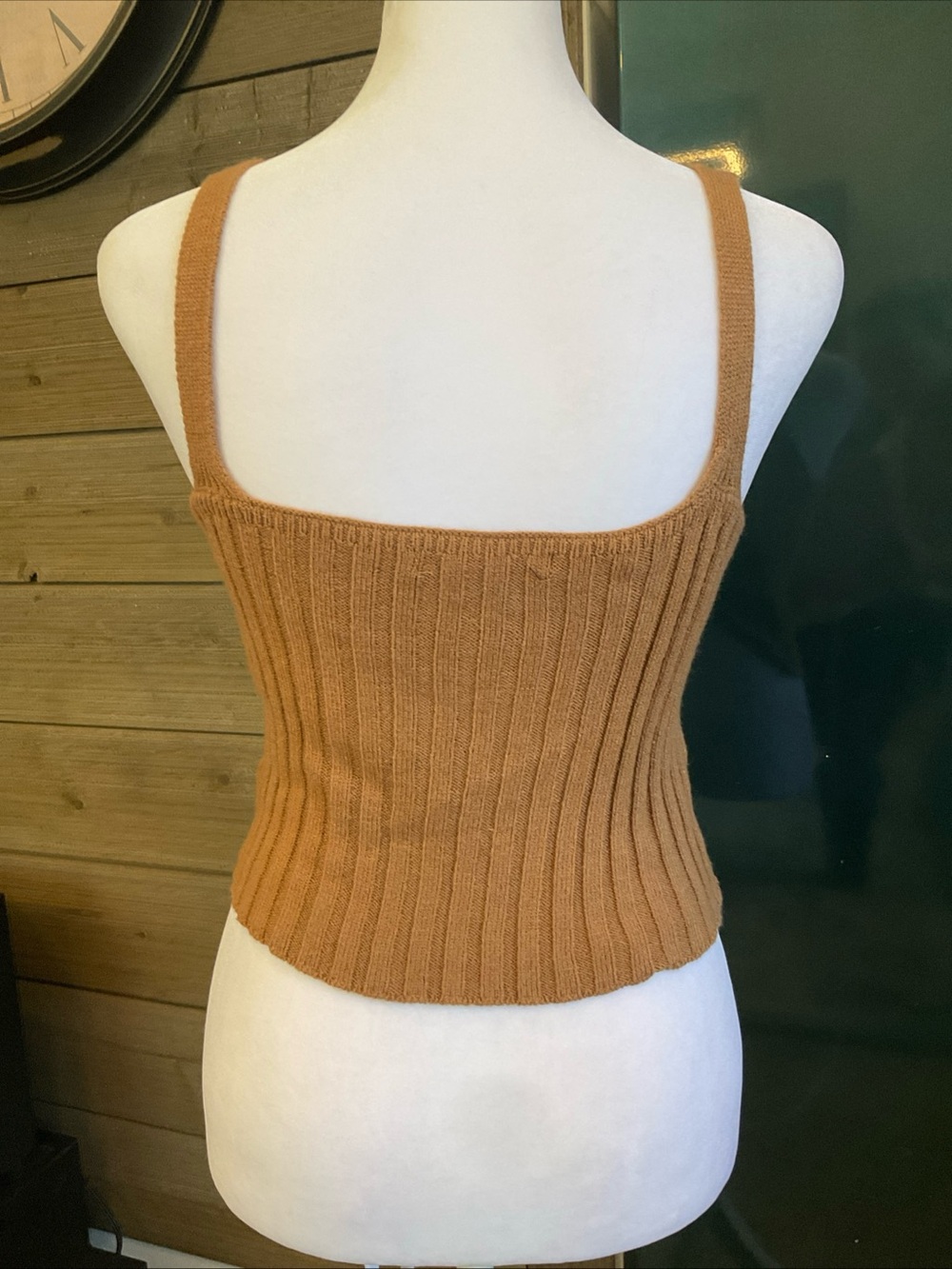Zaful Rust Ribbed Ruched Drawstring Crop Cami - Picture 2 of 3